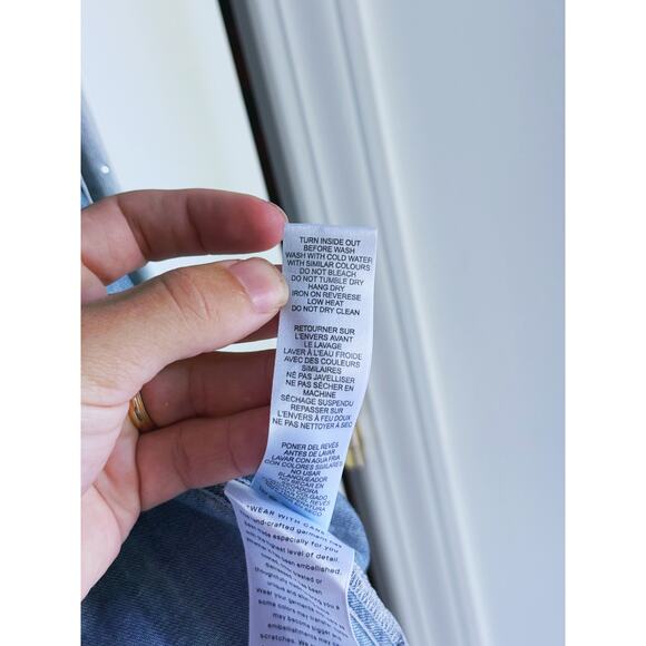 Good American Rhinestone Denim Button Up Shirt Chambray Small Disco Cowgirl Fall - Picture 10 of 11